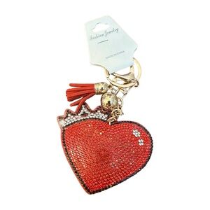 Glamorous Red Heart Keychain with Tassel